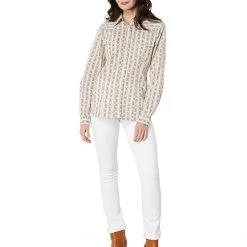 Roper Cotton/Poly Cream & Brown Wallpaper Stripe Western Blouse w/ Snaps | Shirts & Tops -Southern Tide Shop 711PyapTg7L. AC SR736920