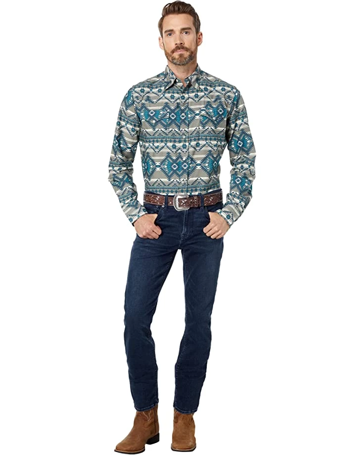 Roper Khaki Aztec Print Western Shirt w/ Snaps | Shirts & Tops 4 Roper Khaki Aztec Print Western Shirt w/ Snaps | Shirts & Tops - Image 4