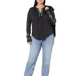 Roper Jersey Knit Long Sleeve Embroidered Split V Tee | Shirts & Tops -Southern Tide Shop 71T1aKoJ6fL. AC SR736920