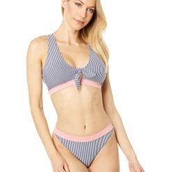 Southern Tide Seersucker Tie Front Bikini Top | Swimwear