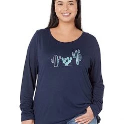 Roper Navy Jersey Long Sleeve Tee w/ Side Accent Ties | Shirts & Tops