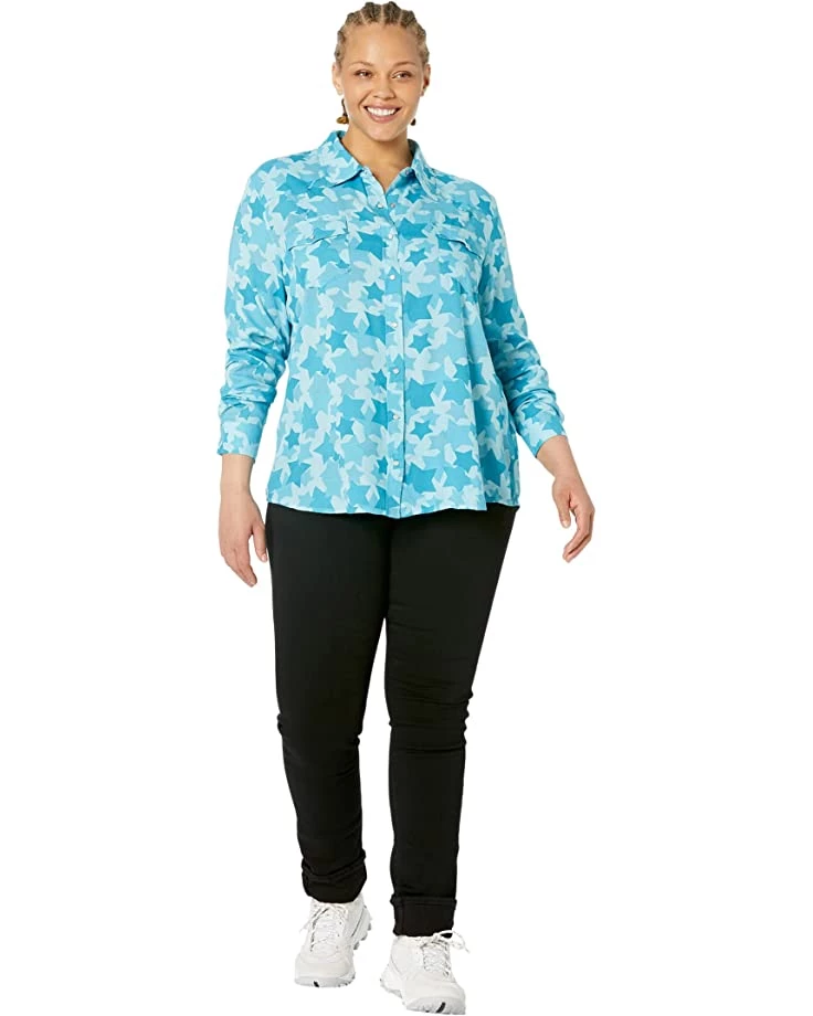 Roper Plus Size Rodeo Star Printed Rayon Western Blouse w/ Snaps | Shirts & Tops 4 Roper Plus Size Rodeo Star Printed Rayon Western Blouse w/ Snaps | Shirts & Tops - Image 4
