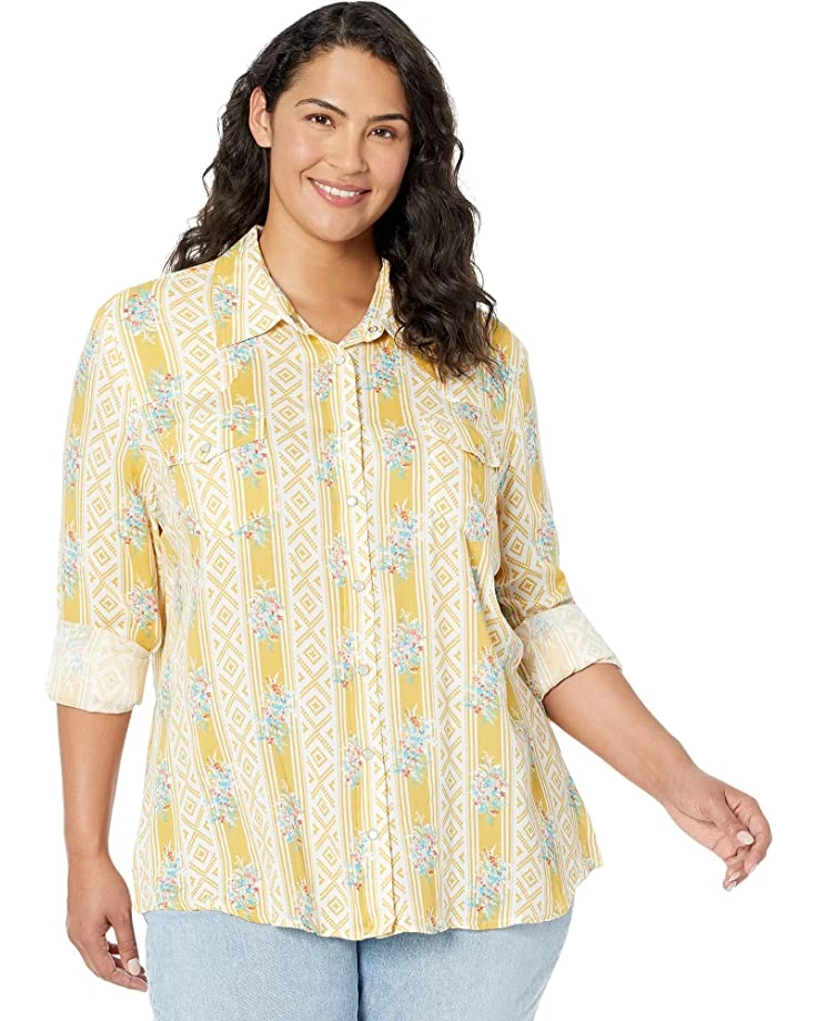 Roper Plus Size Rayon Western Blouse with Southwest Wallpaper Print | Shirts & Tops 1 Roper Plus Size Rayon Western Blouse with Southwest Wallpaper Print | Shirts & Tops