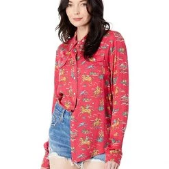 Roper Red Western Blouse w/ All Over Western Print | Shirts & Tops