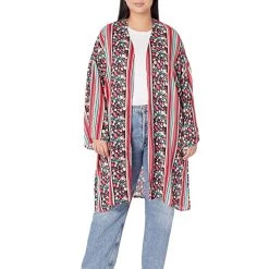 Roper Rayon Floral & Stripe Print Kimono | Shirts & Tops