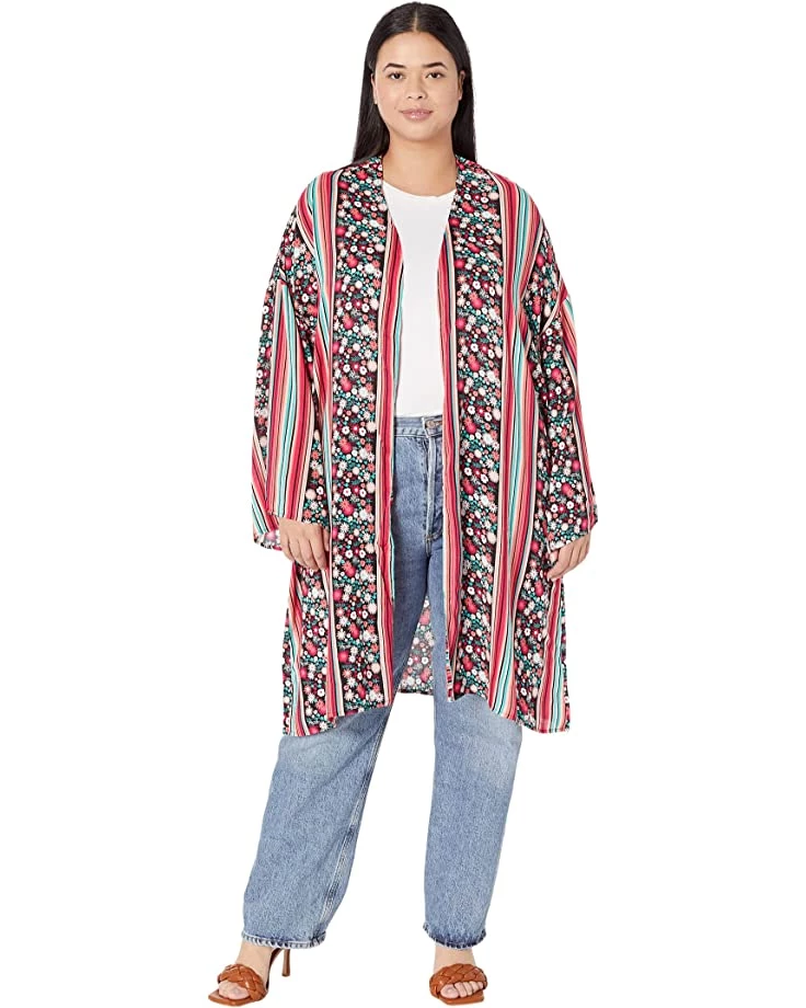 Roper Rayon Floral & Stripe Print Kimono | Shirts & Tops 1 Roper Rayon Floral & Stripe Print Kimono | Shirts & Tops