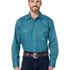 Roper Turquoise Mini Foulard Print Western Shirt with Snaps | Shirts & Tops