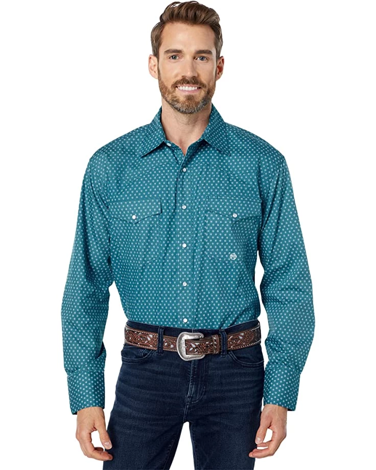 Roper Turquoise Mini Foulard Print Western Shirt with Snaps | Shirts & Tops 1 Roper Turquoise Mini Foulard Print Western Shirt with Snaps | Shirts & Tops