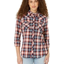 Roper Blue Ombre Dobby Plaid Western Blouse w/ Snaps | Shirts & Tops