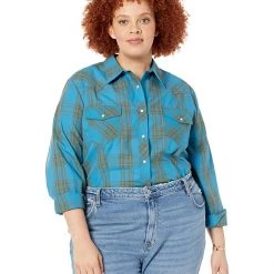 Roper Plus Size Poly/Cotton Peacock Plaid Blouse | Shirts & Tops