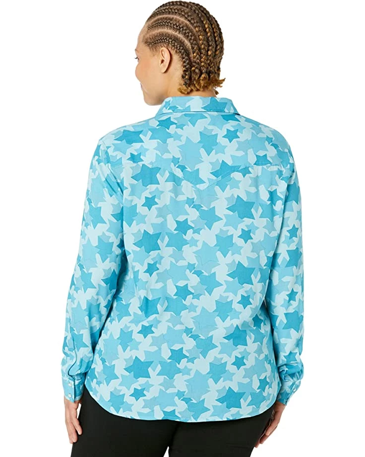 Roper Plus Size Rodeo Star Printed Rayon Western Blouse w/ Snaps | Shirts & Tops 2 Roper Plus Size Rodeo Star Printed Rayon Western Blouse w/ Snaps | Shirts & Tops - Image 2