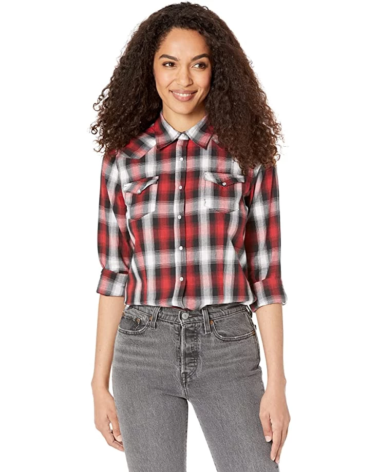 Roper Black, White, Red Ombre Plaid Western Blouse w/ Snaps | Shirts & Tops 1 Roper Black, White, Red Ombre Plaid Western Blouse w/ Snaps | Shirts & Tops