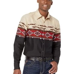 Roper Open Range Aztec Vintage Style Border Print Shirt | Shirts & Tops