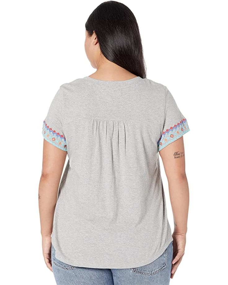 Roper Cotton Slub Jersey Short Sleeve Tee w/ Aztec Embroidery | Shirts & Tops 2 Roper Cotton Slub Jersey Short Sleeve Tee w/ Aztec Embroidery | Shirts & Tops - Image 2