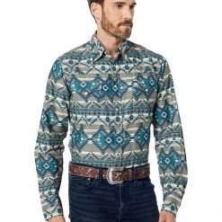 Roper Khaki Aztec Print Western Shirt w/ Snaps | Shirts & Tops