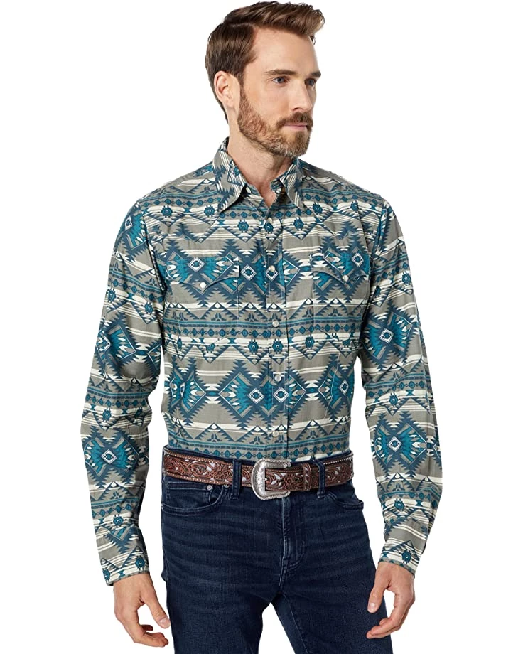 Roper Khaki Aztec Print Western Shirt w/ Snaps | Shirts & Tops 1 Roper Khaki Aztec Print Western Shirt w/ Snaps | Shirts & Tops