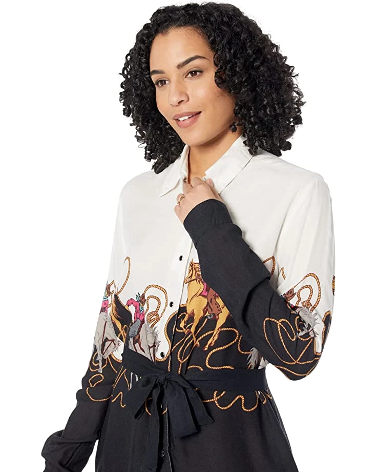 Roper Retro Border Print Rayon Western Shirtdress | Dresses 3 Roper Retro Border Print Rayon Western Shirtdress | Dresses - Image 3