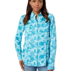 Roper Rodeo Star Printed Rayon Western Blouse w/ Snaps | Shirts & Tops
