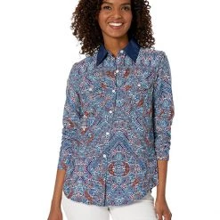 Roper Poly Crepe Tribal Border Print Blouse | Shirts & Tops