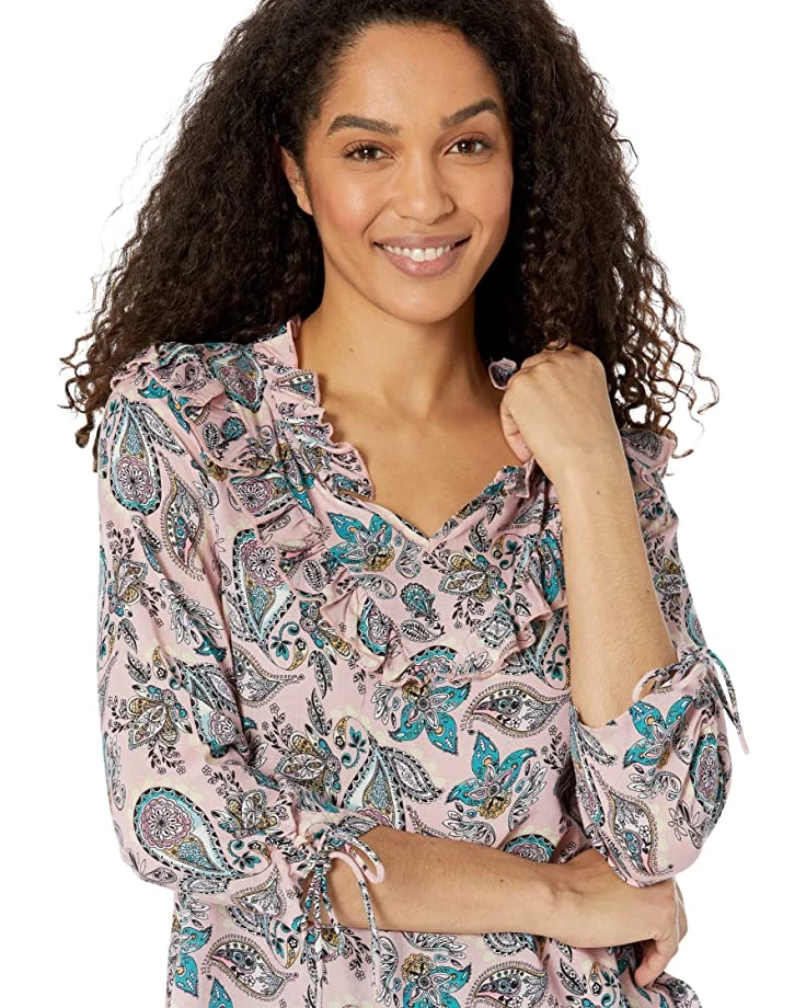 Roper Pink Paisley Print Victorian Blouse in Rayon Challis | Shirts & Tops 3 Roper Pink Paisley Print Victorian Blouse in Rayon Challis | Shirts & Tops - Image 3