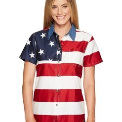 Roper S/S Stars and Stripes Pieced Flag | Shirts & Tops