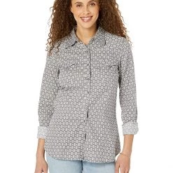 Roper Grey Checked Diamonds Print Western Blouse w/ Snaps | Shirts & Tops