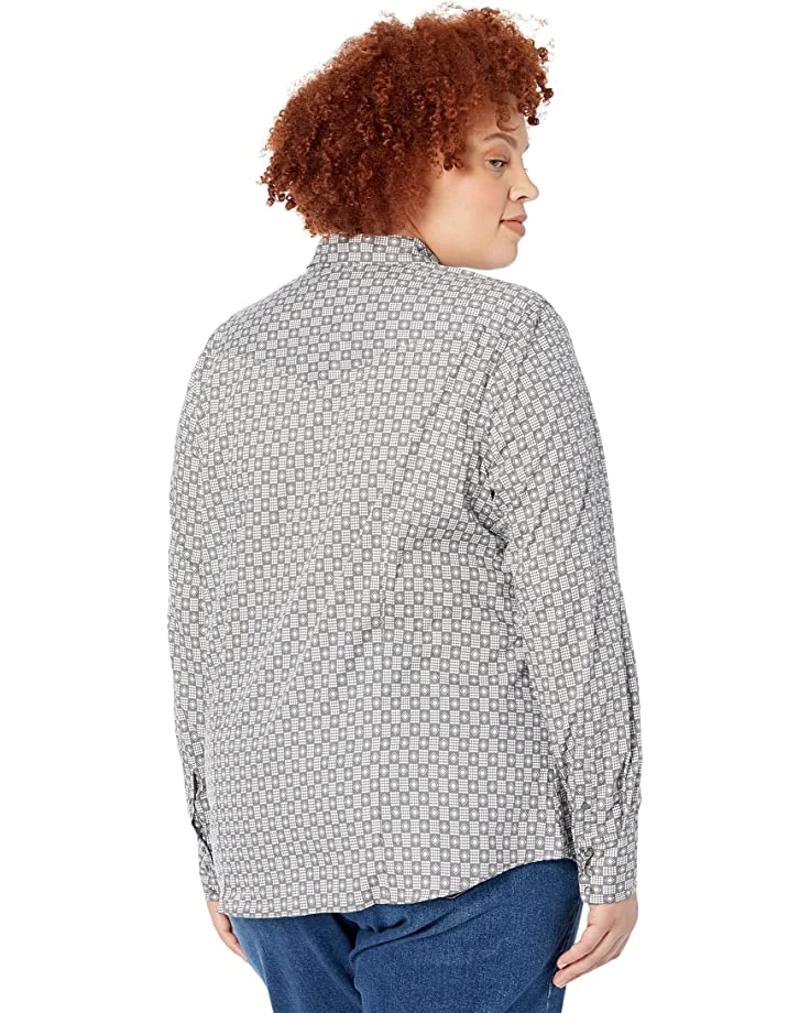 Roper Plus Size Grey Checked Diamonds Print Western Blouse w/ Snaps | Shirts & Tops 2 Roper Plus Size Grey Checked Diamonds Print Western Blouse w/ Snaps | Shirts & Tops - Image 2