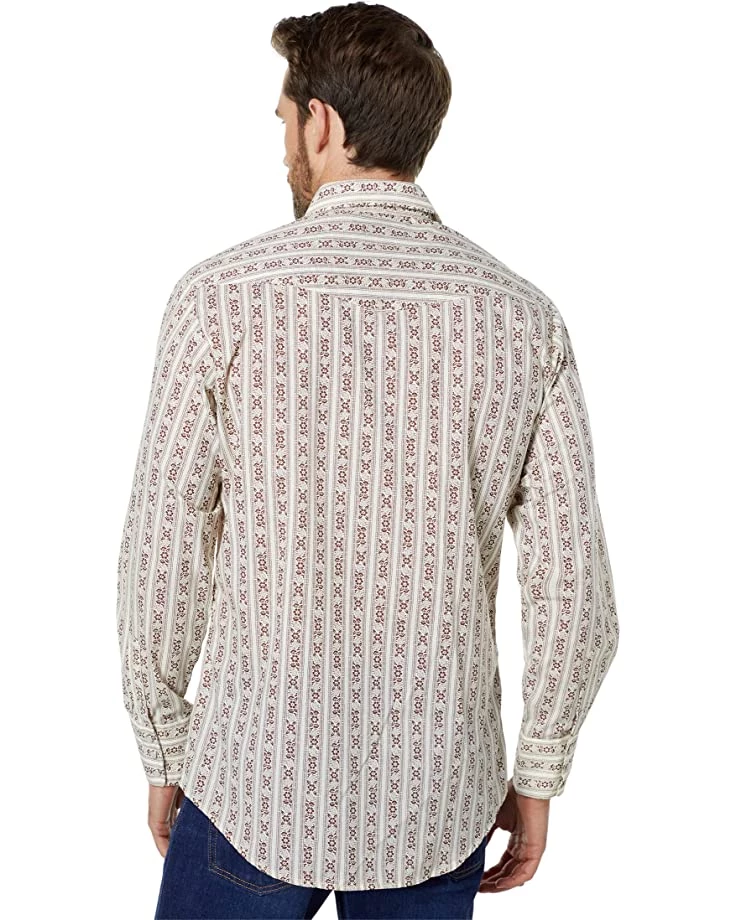 Roper Cotton/Poly Cream & Brown Wallpaper Stripe Western Shirt w/ Snaps | Shirts & Tops 2 Roper Cotton/Poly Cream & Brown Wallpaper Stripe Western Shirt w/ Snaps | Shirts & Tops - Image 2