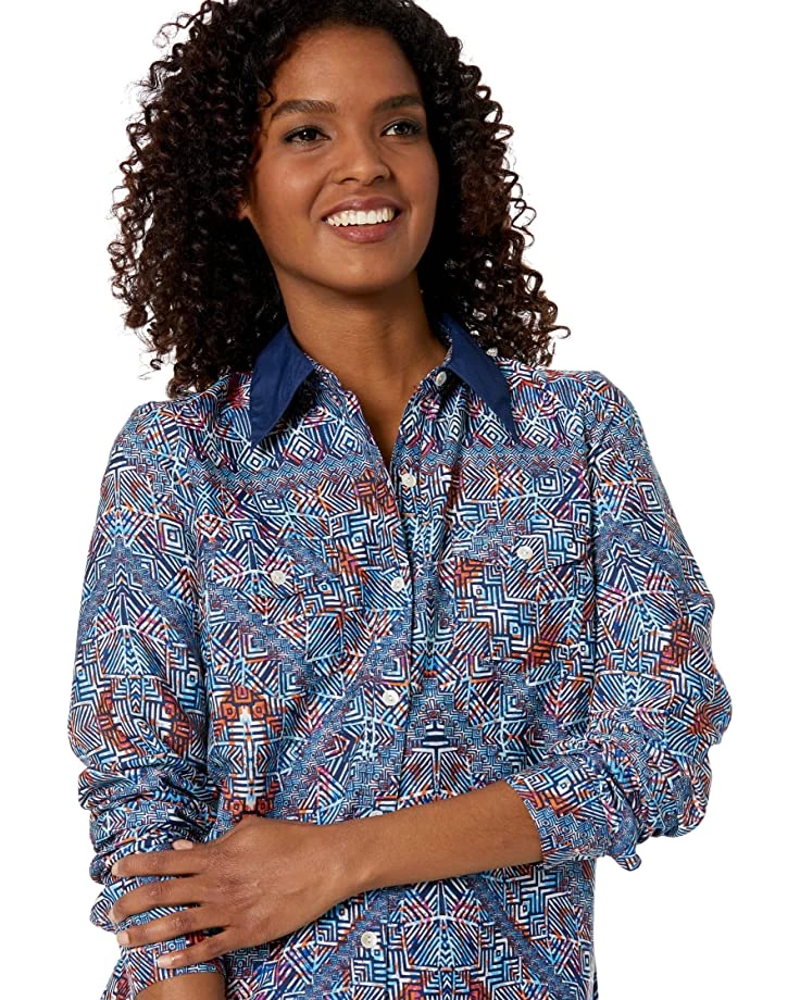 Roper Poly Crepe Tribal Border Print Blouse | Shirts & Tops 3 Roper Poly Crepe Tribal Border Print Blouse | Shirts & Tops - Image 3