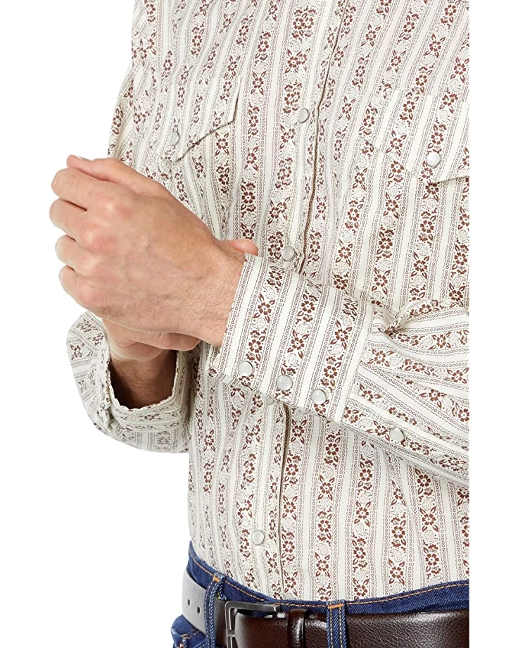 Roper Cotton/Poly Cream & Brown Wallpaper Stripe Western Shirt w/ Snaps | Shirts & Tops 3 Roper Cotton/Poly Cream & Brown Wallpaper Stripe Western Shirt w/ Snaps | Shirts & Tops - Image 3