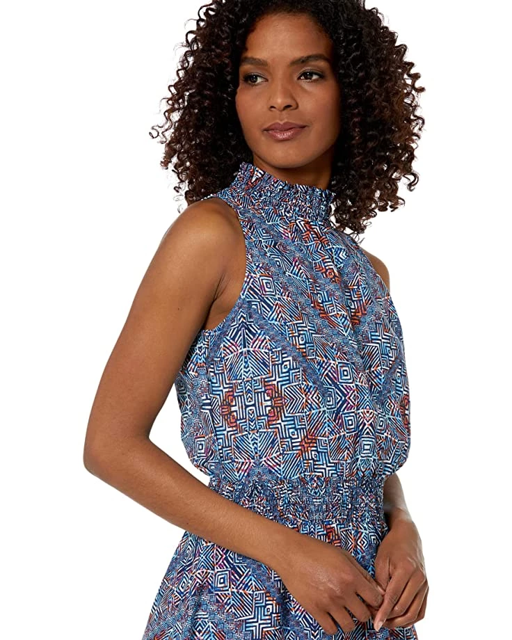 Roper Midi Length Halter Neck Dress in Tribal Border Print | Dresses 3 Roper Midi Length Halter Neck Dress in Tribal Border Print | Dresses - Image 3