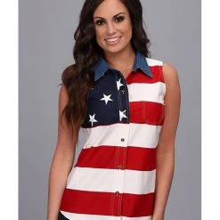 Roper S/L Stars and Stripes Pieced Flag | Shirts & Tops