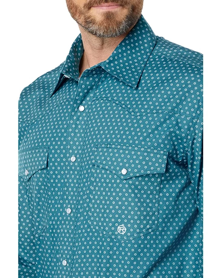 Roper Turquoise Mini Foulard Print Western Shirt with Snaps | Shirts & Tops 3 Roper Turquoise Mini Foulard Print Western Shirt with Snaps | Shirts & Tops - Image 3