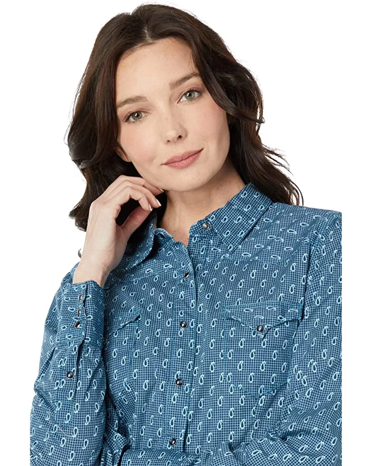Roper Paisley Grid All Over Print Western Blouse w/ Snaps | Shirts & Tops 3 Roper Paisley Grid All Over Print Western Blouse w/ Snaps | Shirts & Tops - Image 3
