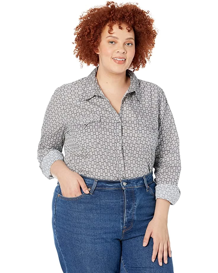 Roper Plus Size Grey Checked Diamonds Print Western Blouse w/ Snaps | Shirts & Tops 1 Roper Plus Size Grey Checked Diamonds Print Western Blouse w/ Snaps | Shirts & Tops