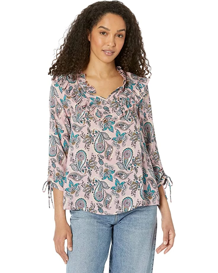 Roper Pink Paisley Print Victorian Blouse in Rayon Challis | Shirts & Tops 1 Roper Pink Paisley Print Victorian Blouse in Rayon Challis | Shirts & Tops